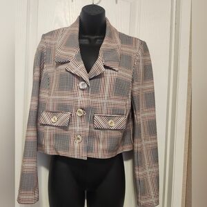 Shelby Rose Checkered Blazer in Brown and Cream Size 6 EUC